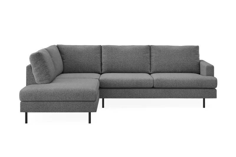 Menard Compact 4-sits Vänstervänd L-formad Schäslongsoffa i Tyg, Mörkgrå