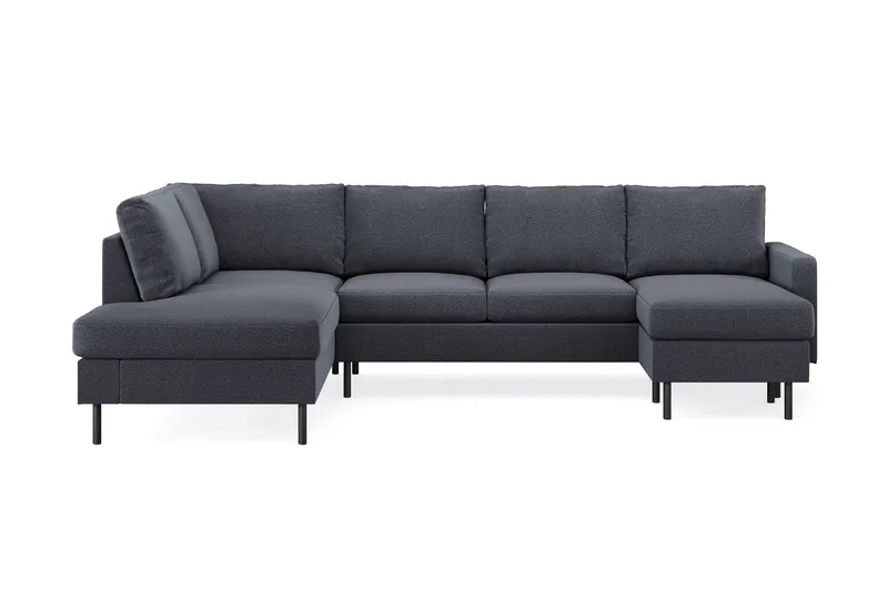 Peppe 4-sits Vänstervänd U-formad Soffa med Divan och Schäslong i Tyg, Mörkgrå