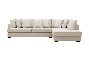 Rossita 4-sits Högervänd L-formad Djup Schäslongsoffa i Tyg, Beige