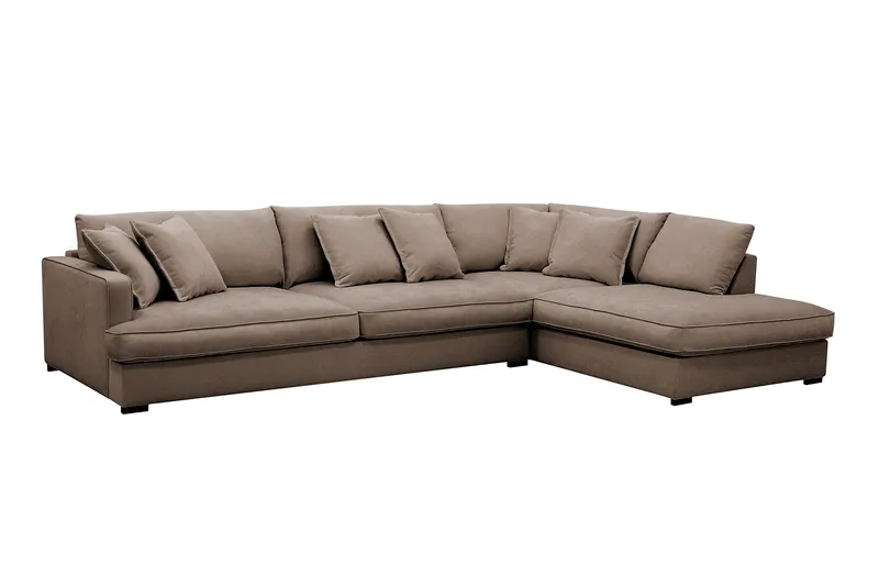 Rossita Lyx 4-sits Extra djup Soffa med Schäslong Höger - Brun Tyg - Products - Möbler - Soffa - Divansoffa & schäslongsoffa - 4 sits soffa med divan