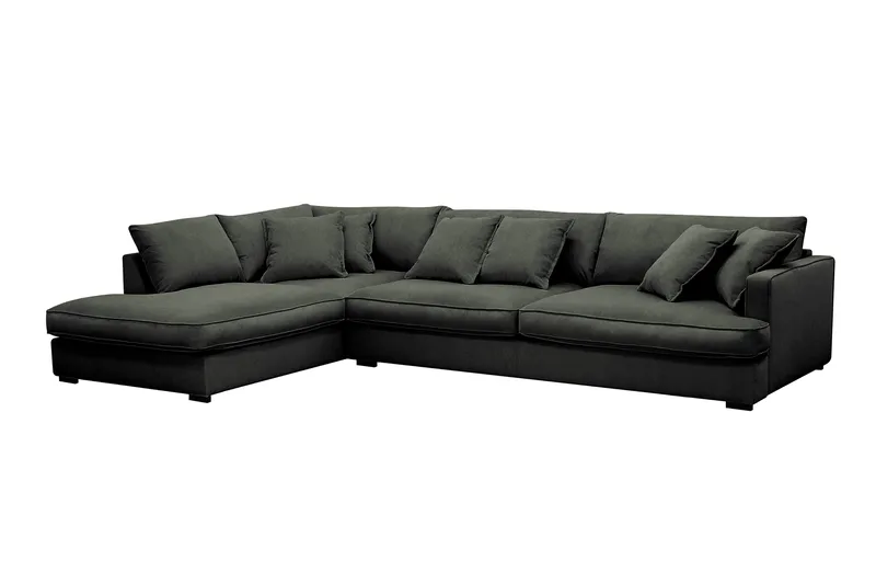Rossita Lyx 4-sits Extra djup Soffa med Schäslong Vänster - Mörkgrön Manchester - Products - Möbler - Soffa - Divansoffa & schäslongsoffa - 4 sits soffa med divan