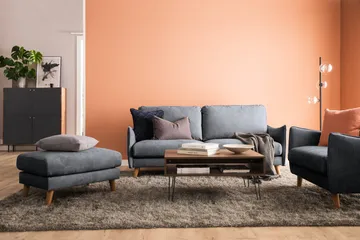 Trend Lyx 3-sits Divansoffa Höger - Mörkgrå/Ek - Products - Möbler - Soffa - Divansoffa & schäslongsoffa - 4 sits soffa med divan