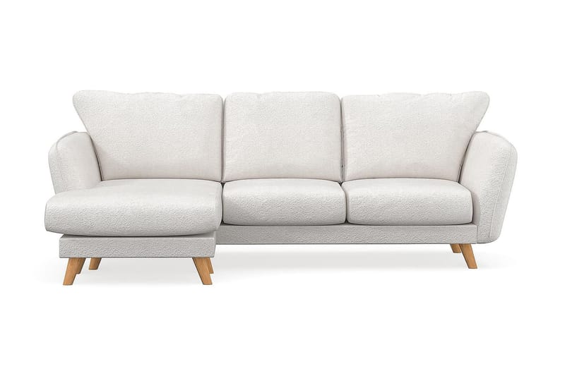 Trend Lyx 3-sits Vänstervänd L-formad Divansoffa i Bouclé, Vit