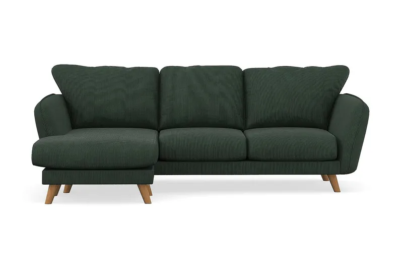 Trend Lyx 3-sits Vänstervänd L-formad Divansoffa i Manchester, Mörkgrön