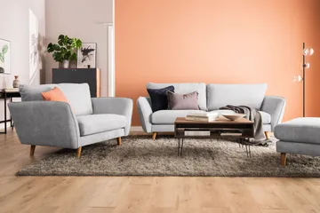 Trend Lyx Schäslongsoffa Vänster - Ljusgrå/Ek - Products - Möbler - Soffa - Divansoffa & schäslongsoffa - 4 sits soffa med divan