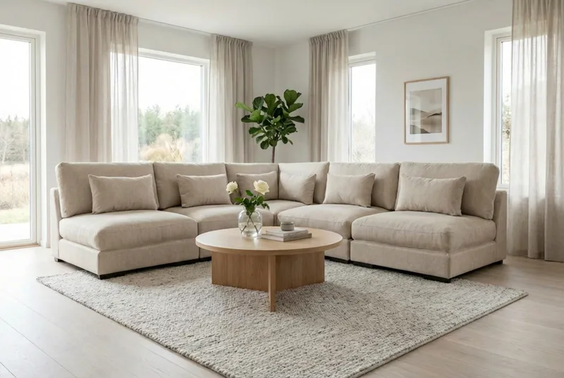 Dubai Hörnsoffa Extra Djup i Chenille - Beige - Products - Möbler - Soffa - Hörnsoffa