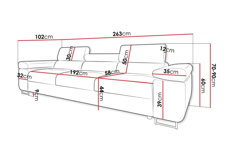 Gabina Soffa 3-sits - Grå - Products - Möbler - Soffa - 3 sits soffa