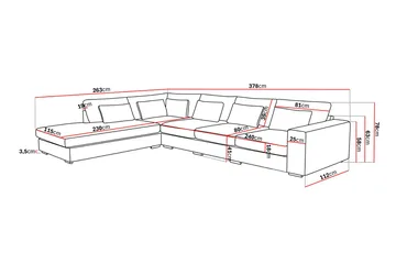 Grande 5-sits Soffa med Schäslong Vänster - Mörkgrå Sammet - Products - Möbler - Soffa - Sammetssoffa