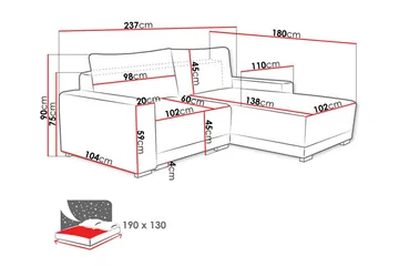 Denegal 3-sits Hörnsoffa - Products - Möbler - Soffa - Hörnsoffa