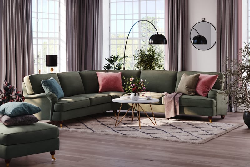 Howard Lyx 6-sits Vänstervänd L-formad Hörnsoffa i Manchester - Mörkgrön - Products - Möbler - Soffa - Hörnsoffa