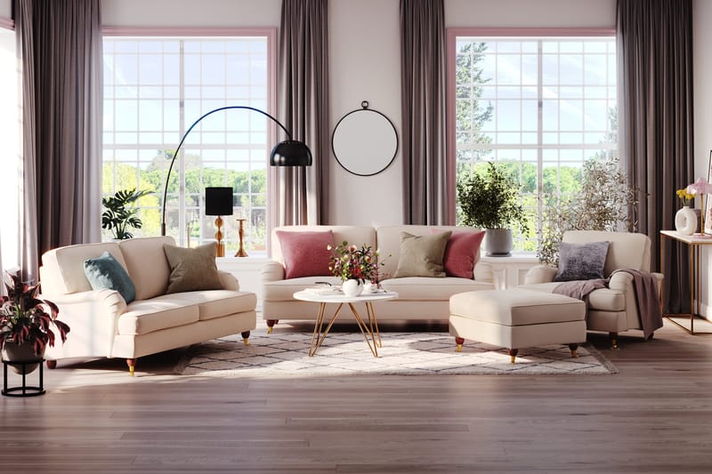 Howard Lyx 3-sits Manchestersoffa - Beige - Products - Möbler - Soffa - 3 sits soffa