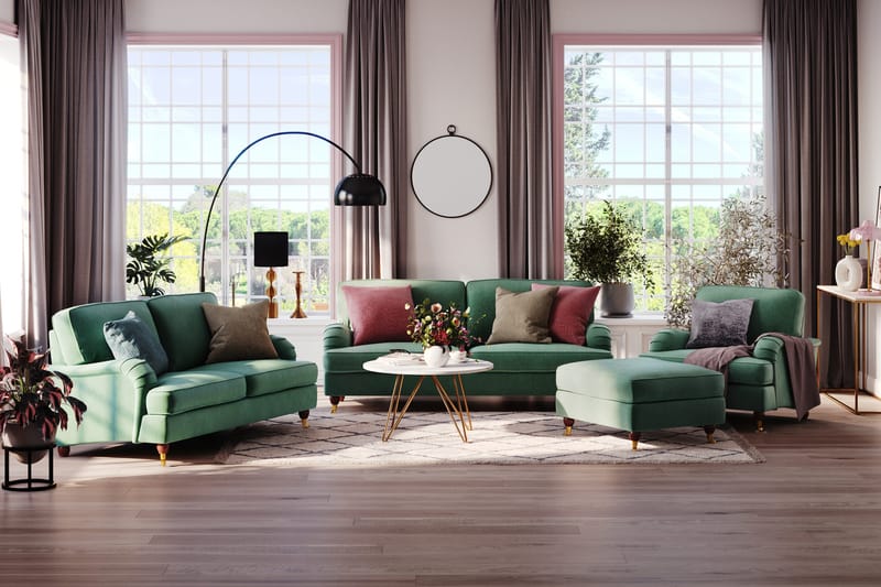 Howard Lyx 3-sits Sammetssoffa - Mörkgrön - Products - Möbler - Soffa - 3 sits soffa