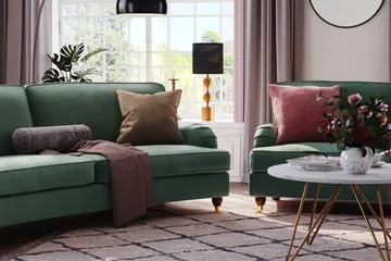 Howard Lyx 3-sits Svängd Sammetssoffa - Mörkgrön - Products - Möbler - Soffa - 3 sits soffa