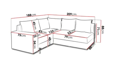 Julissa Hörnsoffa Vänster - Grå/Vit - Products - Möbler - Soffa - Skinnsoffa