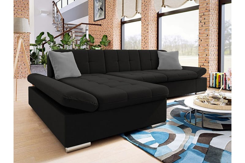 Kintore 3-sits Hörnsoffa Black - Products - Möbler - Soffa - Sammetssoffa