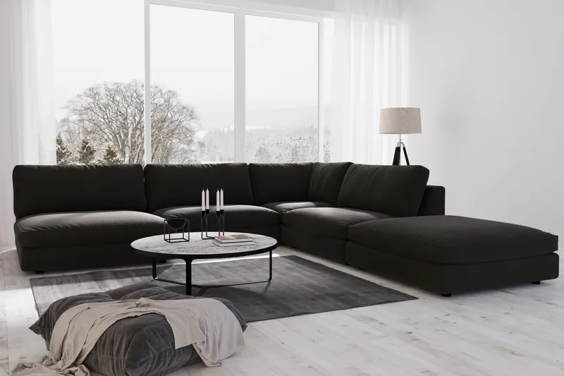 Arken 1-sits Hörnmodul i Tyg - Svart - Products - Möbler - Soffa - Modulsoffa - Hörnmodul