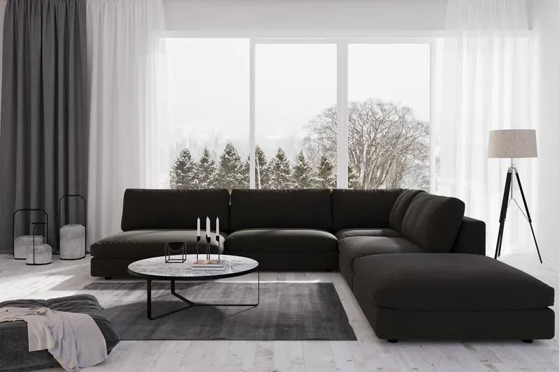 Arken 1-sits Hörnmodul i Tyg - Svart - Products - Möbler - Soffa - Modulsoffa - Hörnmodul