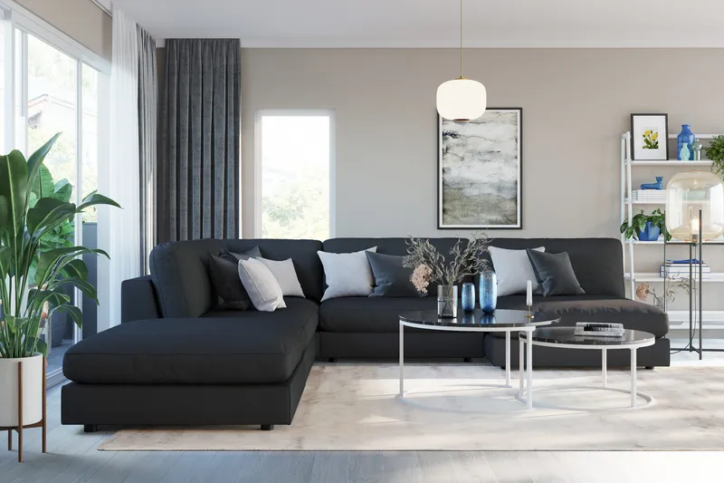 Arken 1-sits Hörnmodul i Tyg - Svart - Products - Möbler - Soffa - Modulsoffa - Hörnmodul