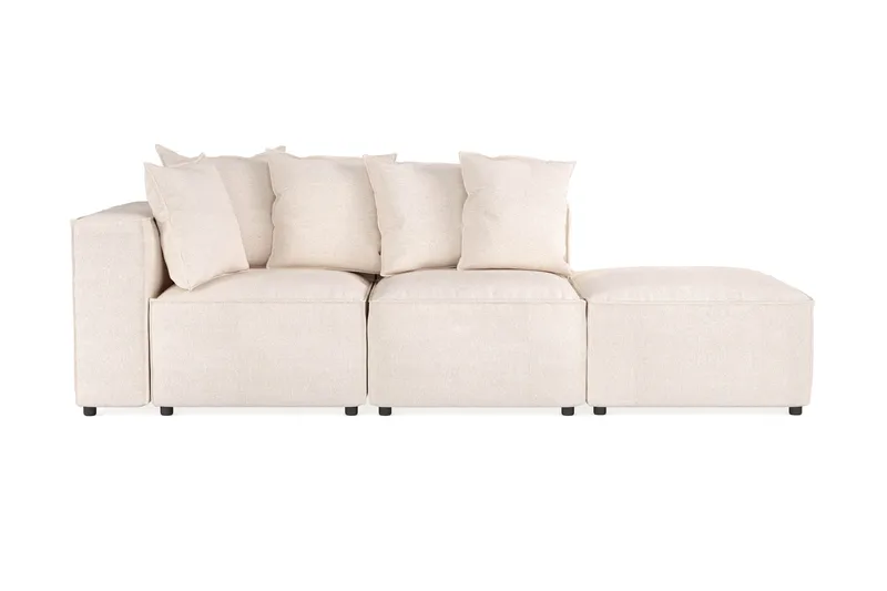 Cubo 3-sits Djup Modulsoffa + Fotpall i Tyg, Beige