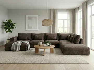 Dubai Hörnmodul i Tyg Extra Djup - Mörkbrun - Products - Möbler - Soffa - Modulsoffa - Hörnmodul