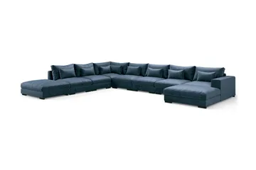 Dubai U-modulsoffa Large med Divan Höger Sammet Extra Djup - Blå - Products - Möbler - Soffa - Modulsoffa - Komplett modulsoffa