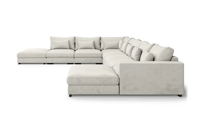 Dubai U-modulsoffa Large med Divan Höger Sammet Extra Djup - Vit - Products - Möbler - Soffa - Modulsoffa - Komplett modulsoffa