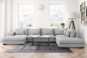 Dubai U-modulsoffa med Divan Vänster Extra Djup - Ljusgrå - Products - Möbler - Soffa - Modulsoffa - Komplett modulsoffa
