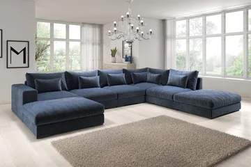 Dubai U-modulsoffa med Divan Vänster Sammet - Blå - Products - Möbler - Soffa - Modulsoffa - Komplett modulsoffa