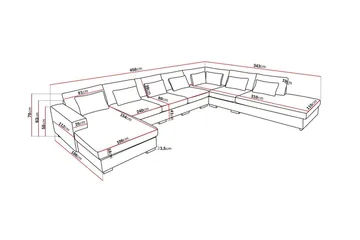 Grande Stor 7-sits U-Soffa med Divan Vänster - Mörkgrå Sammet - Products - Möbler - Soffa - Modulsoffa - Komplett modulsoffa
