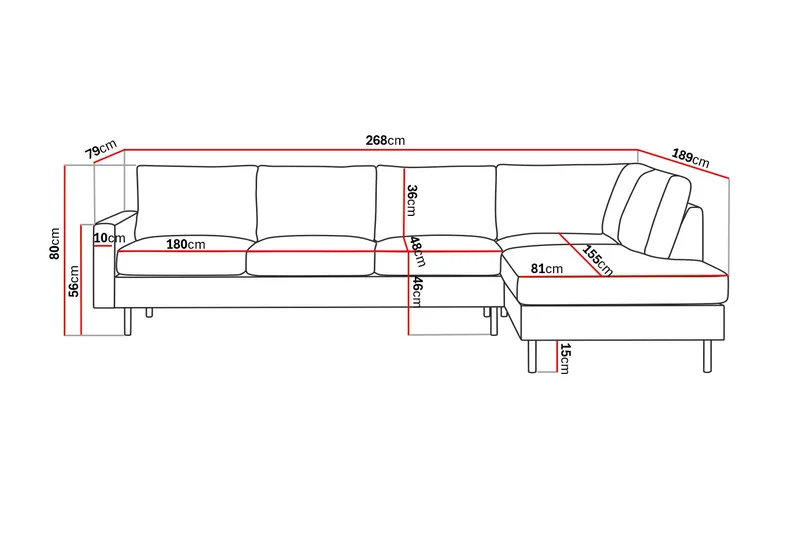 Peppe 4-sits Högervänd L-formad Schäslongsoffa i Manchester - Brun - Products - Möbler - Soffa - Divansoffa & schäslongsoffa