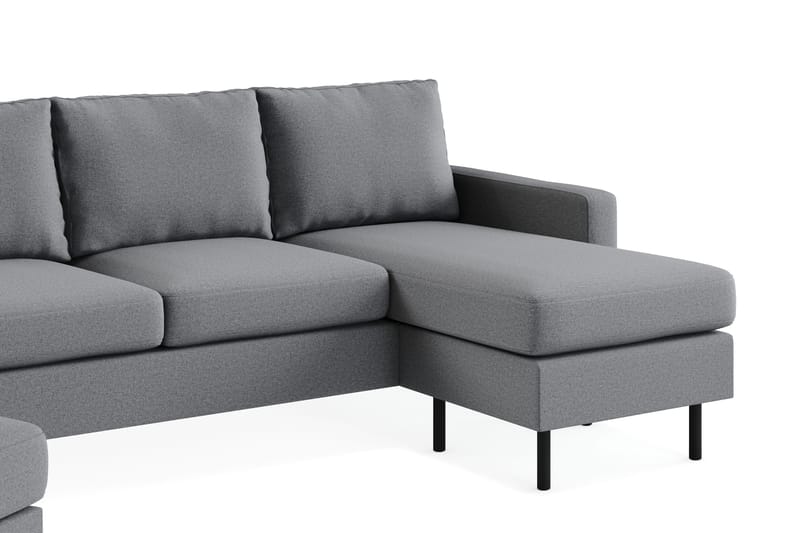 Peppe Soffgrupp 3-sits Vändbar L-formad Divansoffa + Fåtölj + Fotpall i Tyg - Ljusgrå - Products - Möbler - Soffa - Soffgrupp