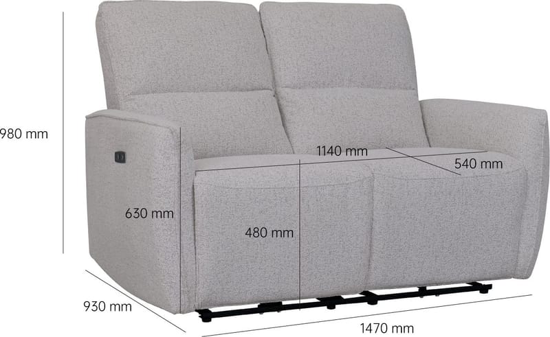 Reclinersoffa 2-sits elektrisk ställbar - Bouclè - Ljusgrå - Products - Möbler - Soffa - Biosoffa & reclinersoffa