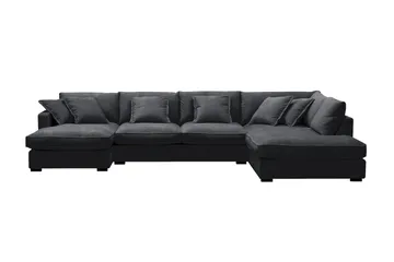 Rossita Lyx 5-sits Vänstervänd U-formad Extra djup Soffa med Divan och Schäslong i Chenille - Svart - Products - Möbler - Soffa - U-soffa
