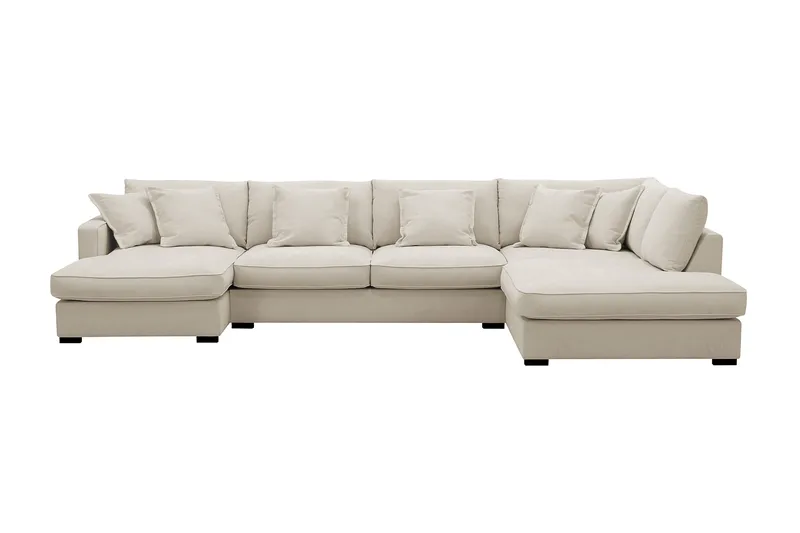 Rossita Lyx 5-sits Vänstervänd U-formad Extra djup Soffa med Divan och Schäslong i Tyg - Beige - Products - Möbler - Soffa - U-soffa