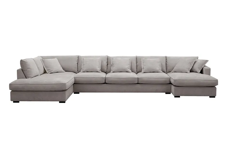 Rossita Lyx 6-sits Högervänd U-formad Extra djup Soffa med Divan och Schäslong i Chenille, Grå/Brun