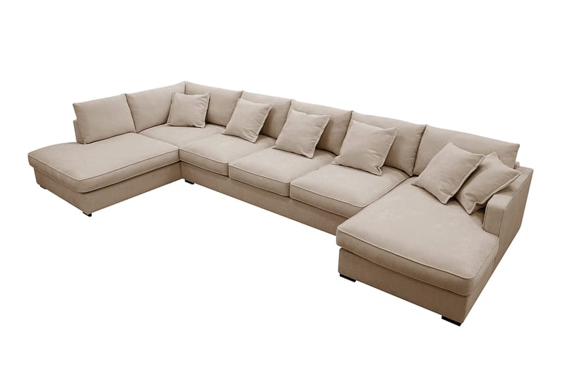Rossita Lyx 6-sits Högervänd U-formad Extra djup Soffa med Divan och Schäslong i Tyg - Ljusbrun - Products - Möbler - Soffa - U-soffa