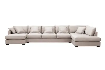 Rossita Lyx 6-sits Vänstervänd U-formad Extra djup Soffa med Divan och Schäslong i Sammet - Beige - Products - Möbler - Soffa - Sammetssoffa