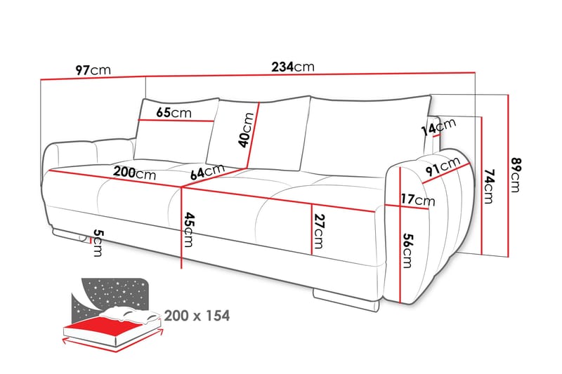 Simerly Soffa 3-sits - Orange - Products - Möbler - Soffa - 3 sits soffa