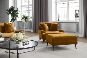 Andrew Soffgrupp 3+1 Sammet - Mörkgul - Products - Möbler - Soffa - Soffgrupp - Howard soffgrupp