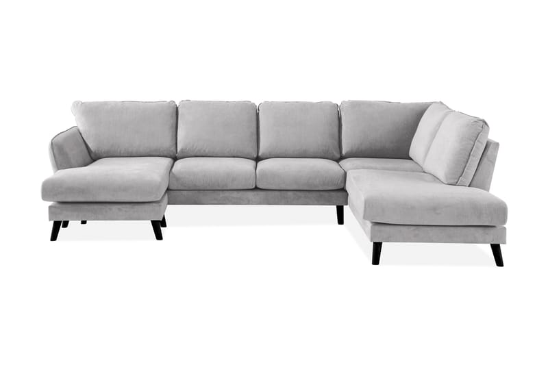 Trend Lyx 4-sits Högervänd U-formad Soffa med Divan och Schäslong i Tyg, Ljusgrå