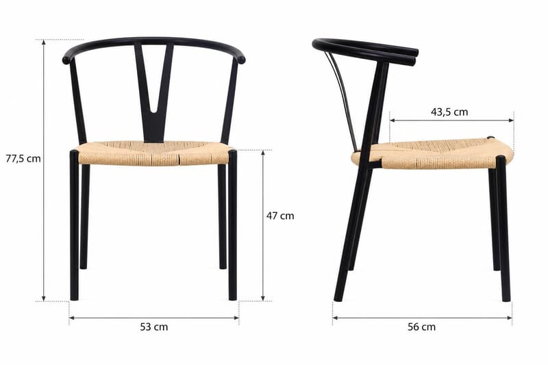 Elysia Matstol med armstöd metall och flätad sits - Svart - Products - Möbler - Fåtölj & stolar - Matstol & köksstol