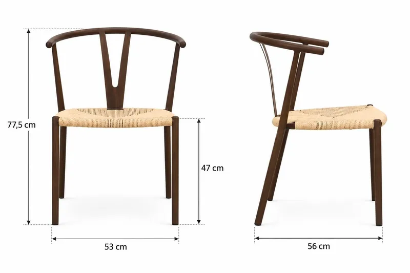 Elysia Matstol med armstöd metall och flätad sits - Valnöt - Products - Möbler - Fåtölj & stolar - Matstol & köksstol