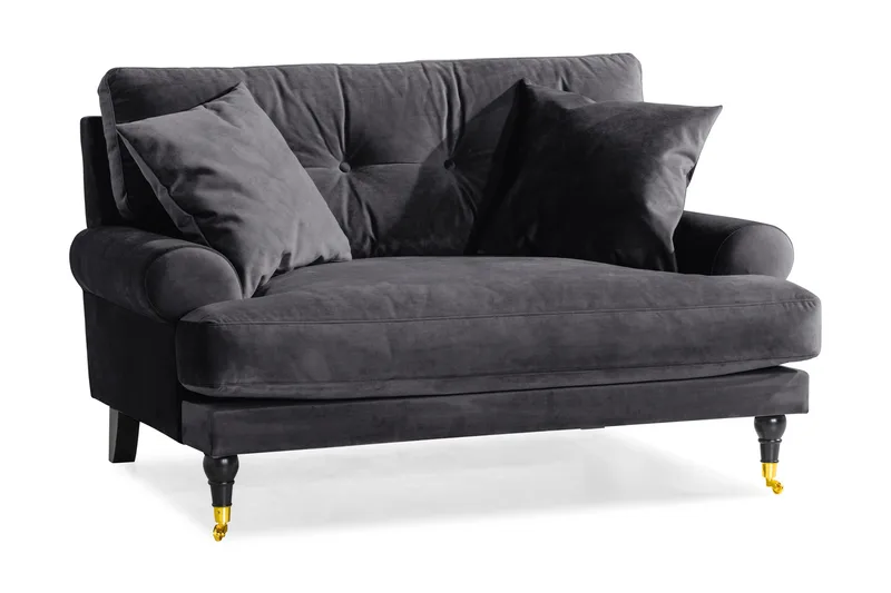 Andrew Loveseat Sammet, Mörkgrå/Mässing