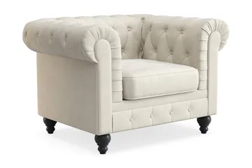 Chesterfield Lyx Stor skön djup sammetsfåtölj - Fåtölj till vardagsrum - Beige Sammet - Products - Möbler - Fåtölj & stolar - Fåtölj - Chesterfield fåtölj