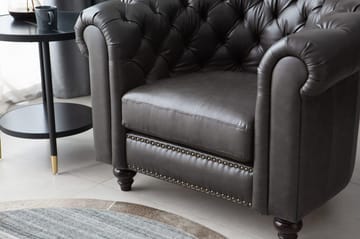 Clubfåtölj chesterfield mörkbrun PU - Products - Möbler - Fåtölj & stolar - Fåtölj - Chesterfield fåtölj