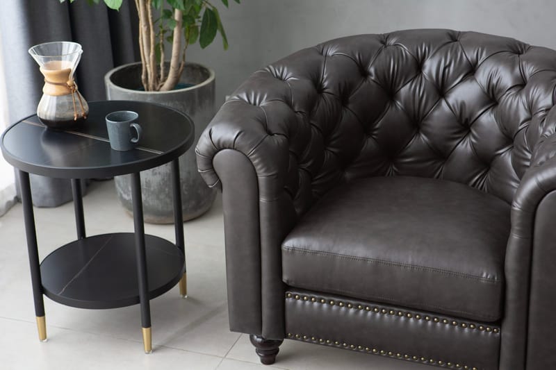 Clubfåtölj chesterfield mörkbrun PU - Products - Möbler - Fåtölj & stolar - Fåtölj - Chesterfield fåtölj