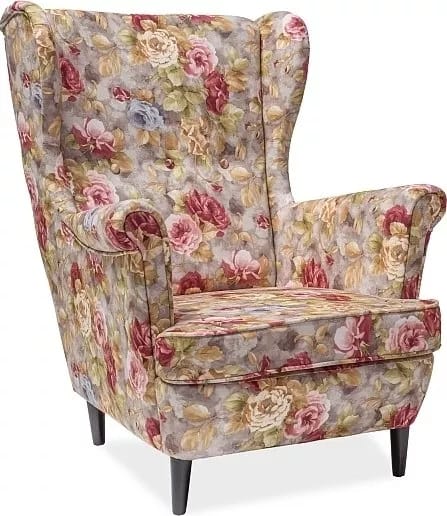 Fåtölj med blommigt tyg