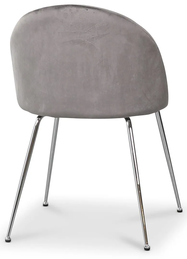 Giovani velvet stol - Ljusgrå / Krom - Ljusgrå - Products - Möbler - Fåtölj & stolar - Matstol & köksstol