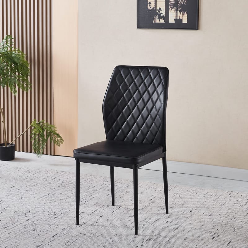 Inez matstol i svart konstläder med svarta ben - Svart - Products - Möbler - Fåtölj & stolar - Matstol & köksstol