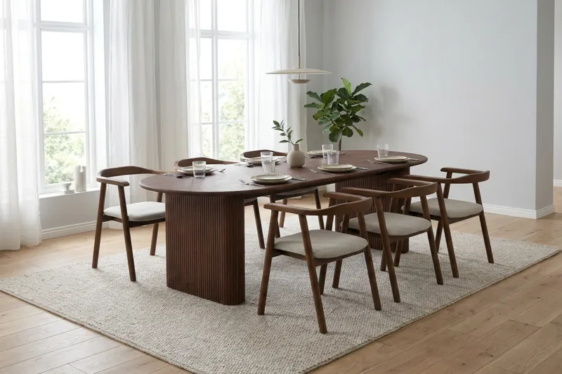 Jolie Matstol i trä med tygsits - Valnöt - Products - Möbler - Fåtölj & stolar - Karmstol